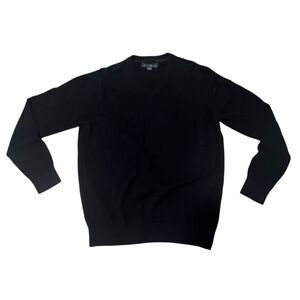 Eddie Bauer Black Cotton Cashmere Blend V Neck Sweater Size Large Tall